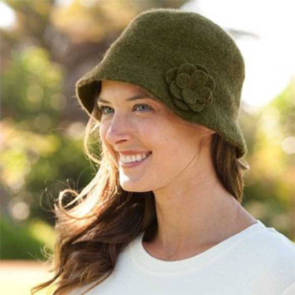 Barbour Hat Womens Gray Rose Clouche Lambs Wool Made‎ in Scotland - Picture 8 of 8